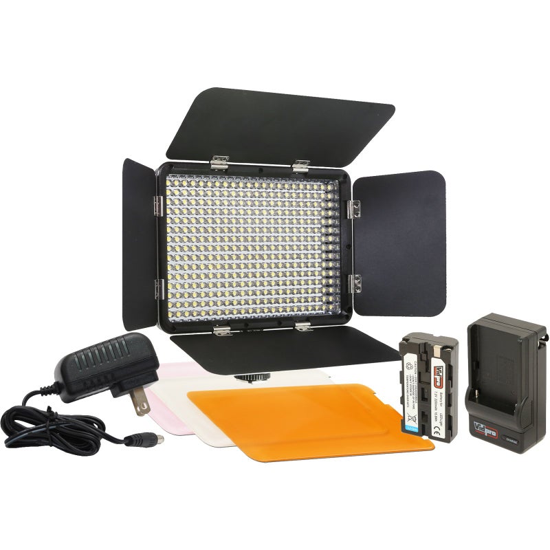 Vidpro LED-330 Photo and Video Light Kit - On Camera Panel LED Light - Adjustable and Dimmable Light Fits Cameras Video Camcorders and DLSR w/Hot Shoe Includes Rechargeable Battery Diffuser and More - Image 1